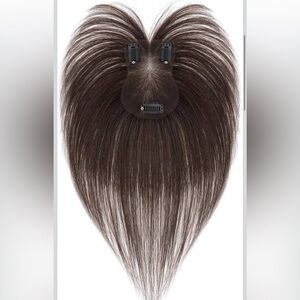 Hair Topper Real Human Hair 360°3D  11 Inch  (Wispy Bangs, Chocolate Brown)